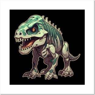 Spooky Scary Chibi T-Rex Isometric Dinosaur Posters and Art